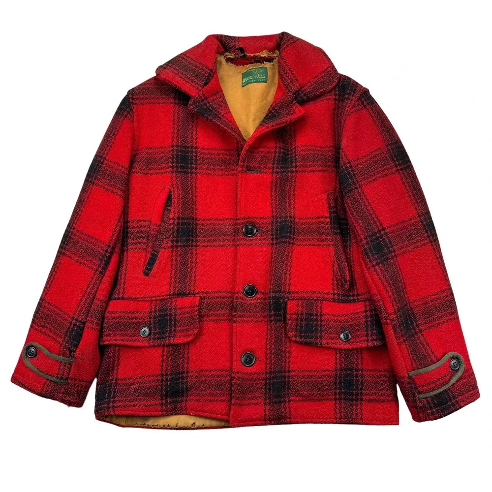 Vintage 50s Western & Field Montgomery Ward Wool Plaid Hunting Jacket - Medium